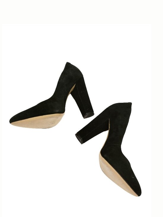 BCBG Black Suede Leather Pumps with Block Heel 7.5 M - Picture 7 of 12